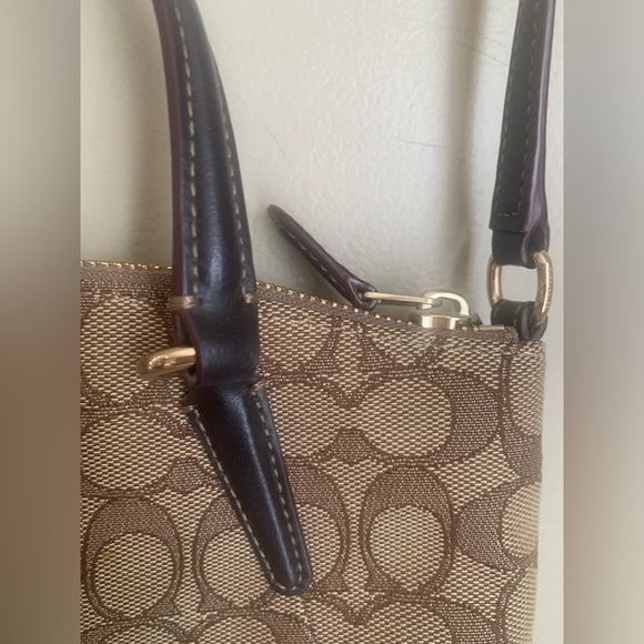 Coach Mini Kelsey Satchel In Signature Jacquard F27580 Brown tan crossbody - Picture 12 of 14